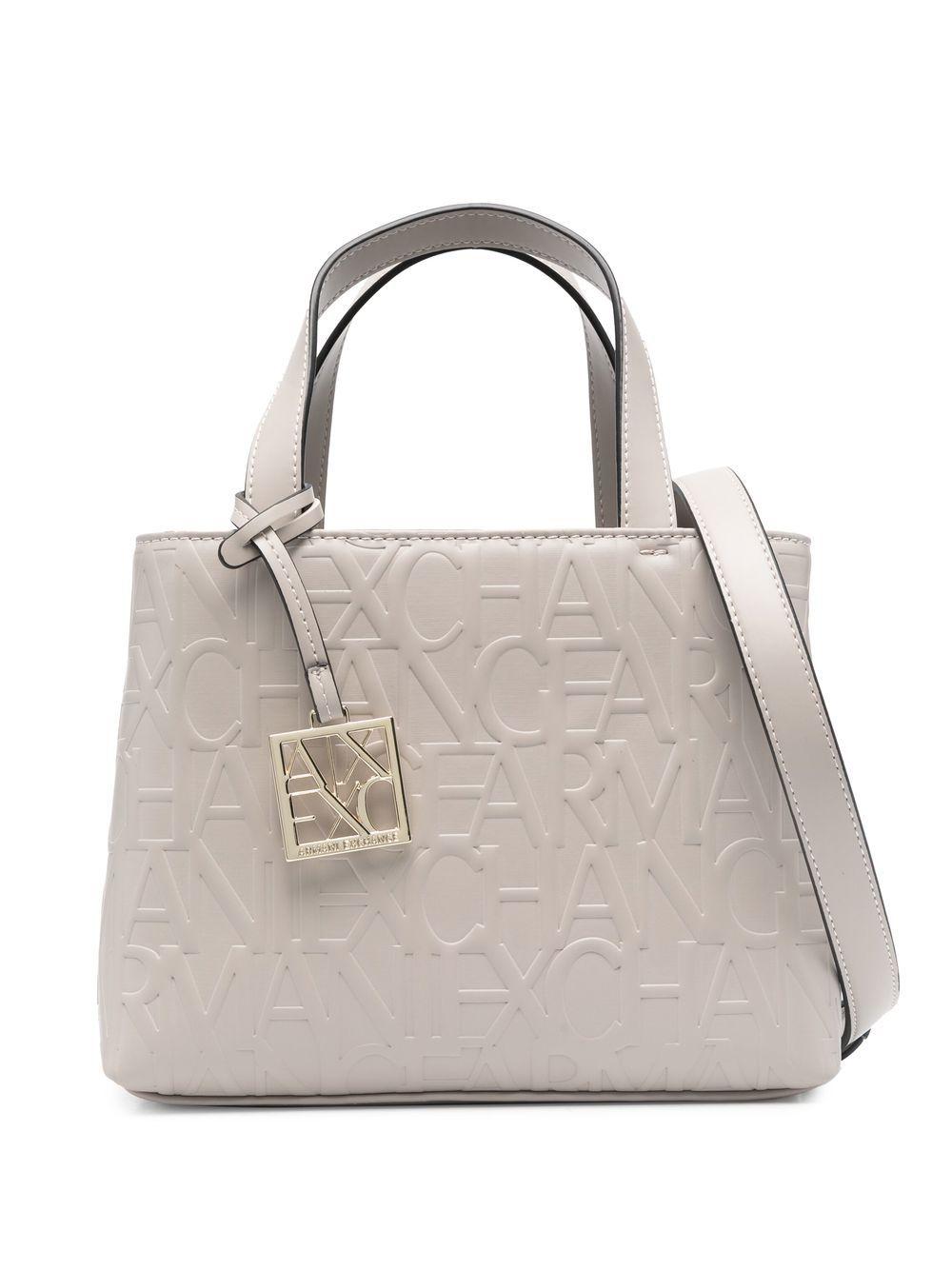 Armani Exchange Women's Small Embossed All Over Logo Shopper Bag
