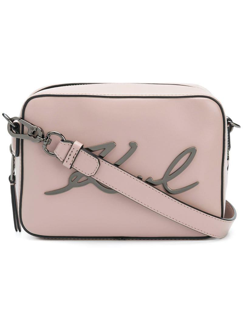 Karl Lagerfeld Leather Signature Camera Bag in Pink Lyst