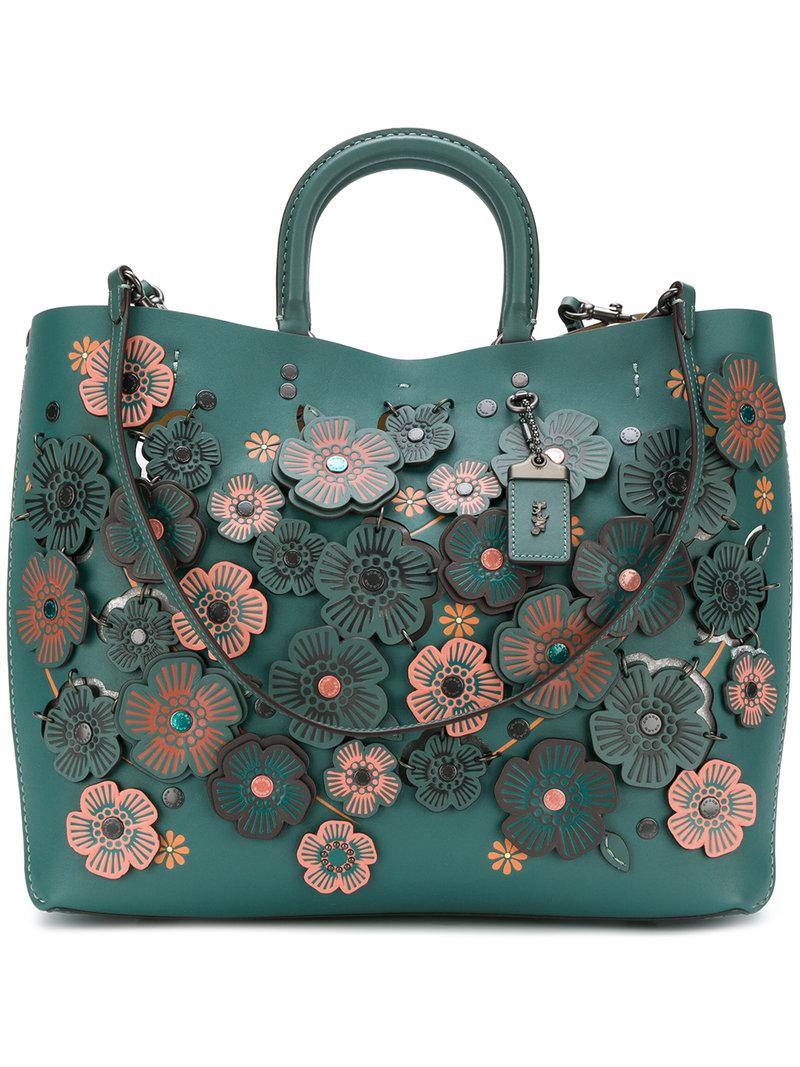 COACH Leather Rogue Tote in Green Lyst