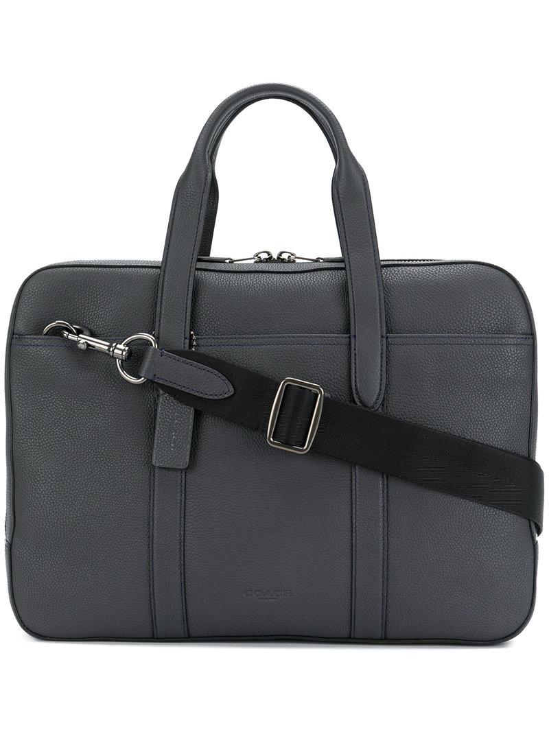 COACH Leather Laptop Bag in Blue for Men | Lyst UK