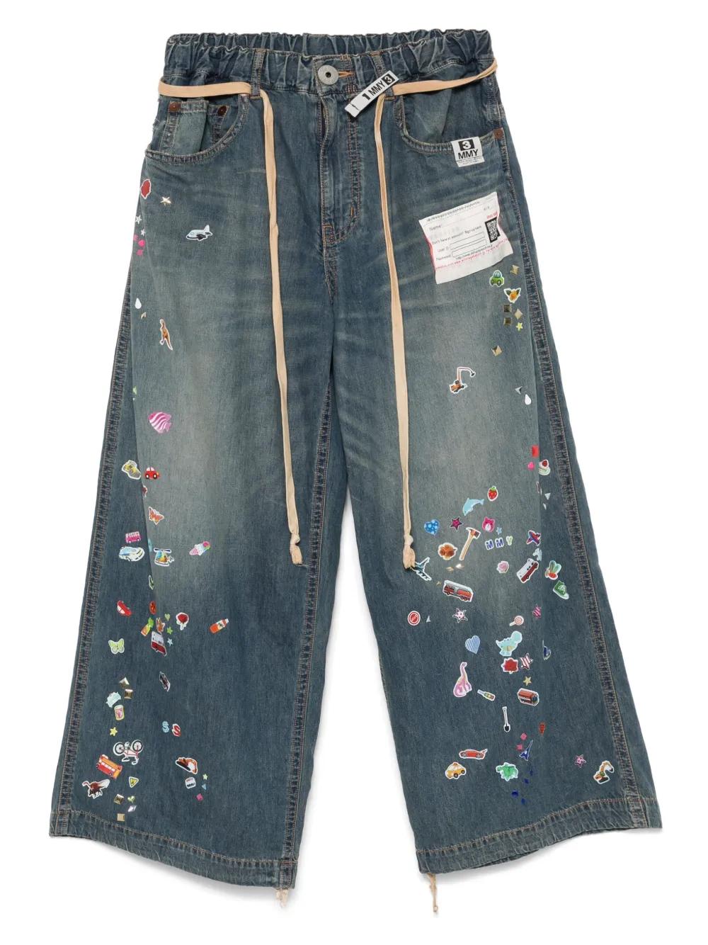 Maison Mihara Yasuhiro Sticker Printed Huge Jeans in Blue | Lyst