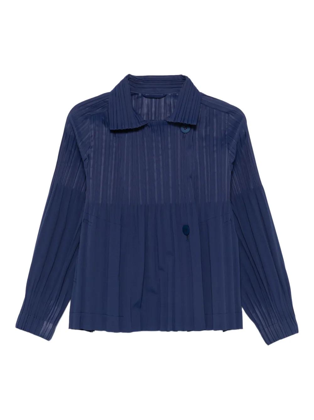 【未使用に近い】PLEATS PLEASE　ダークブルー ジャケット 未使用に近い】PLEATS PLEASEダークブルー ジャケット