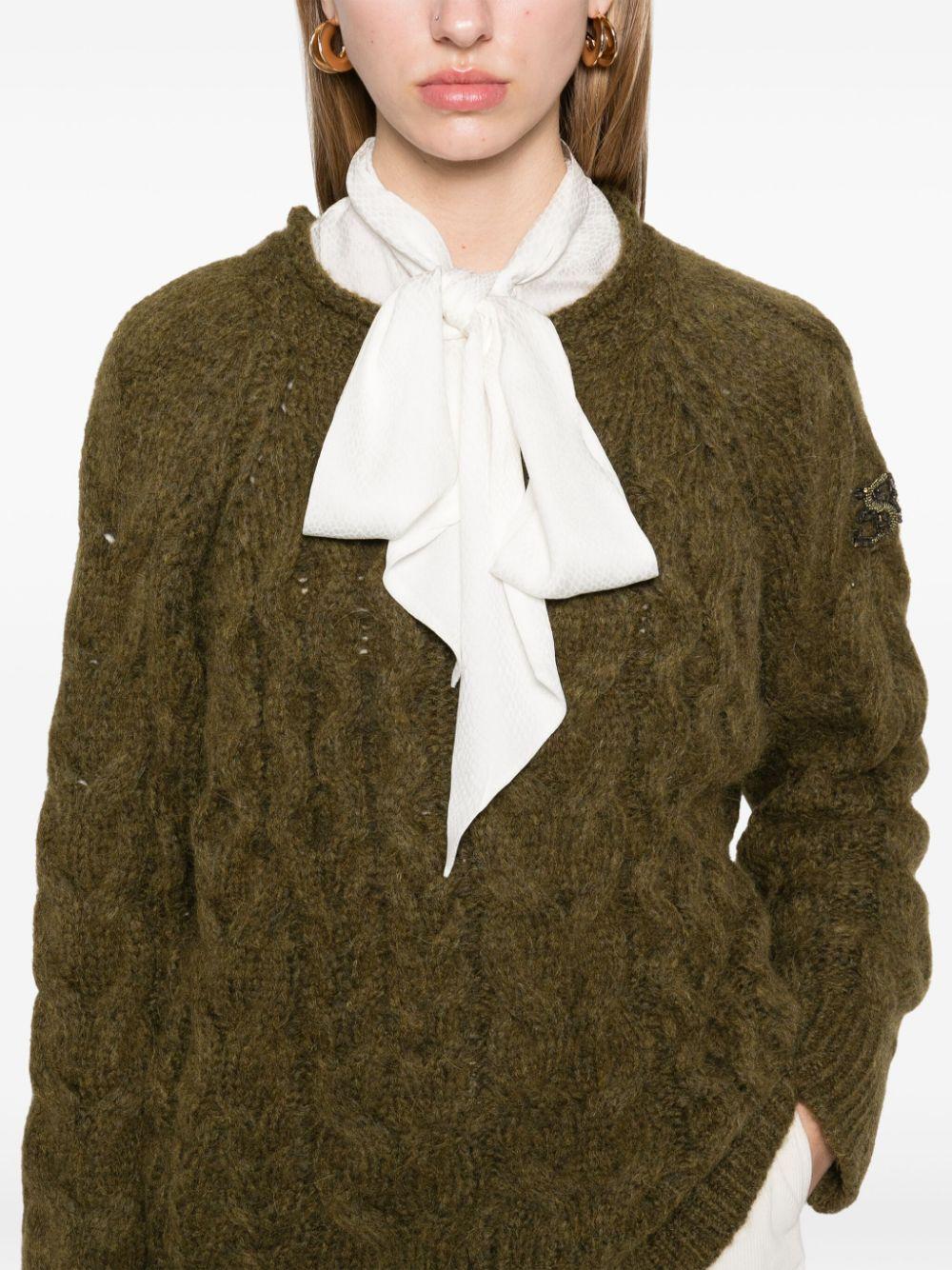 Ermanno Scervino レディース グリーン ケーブルニット セーター 