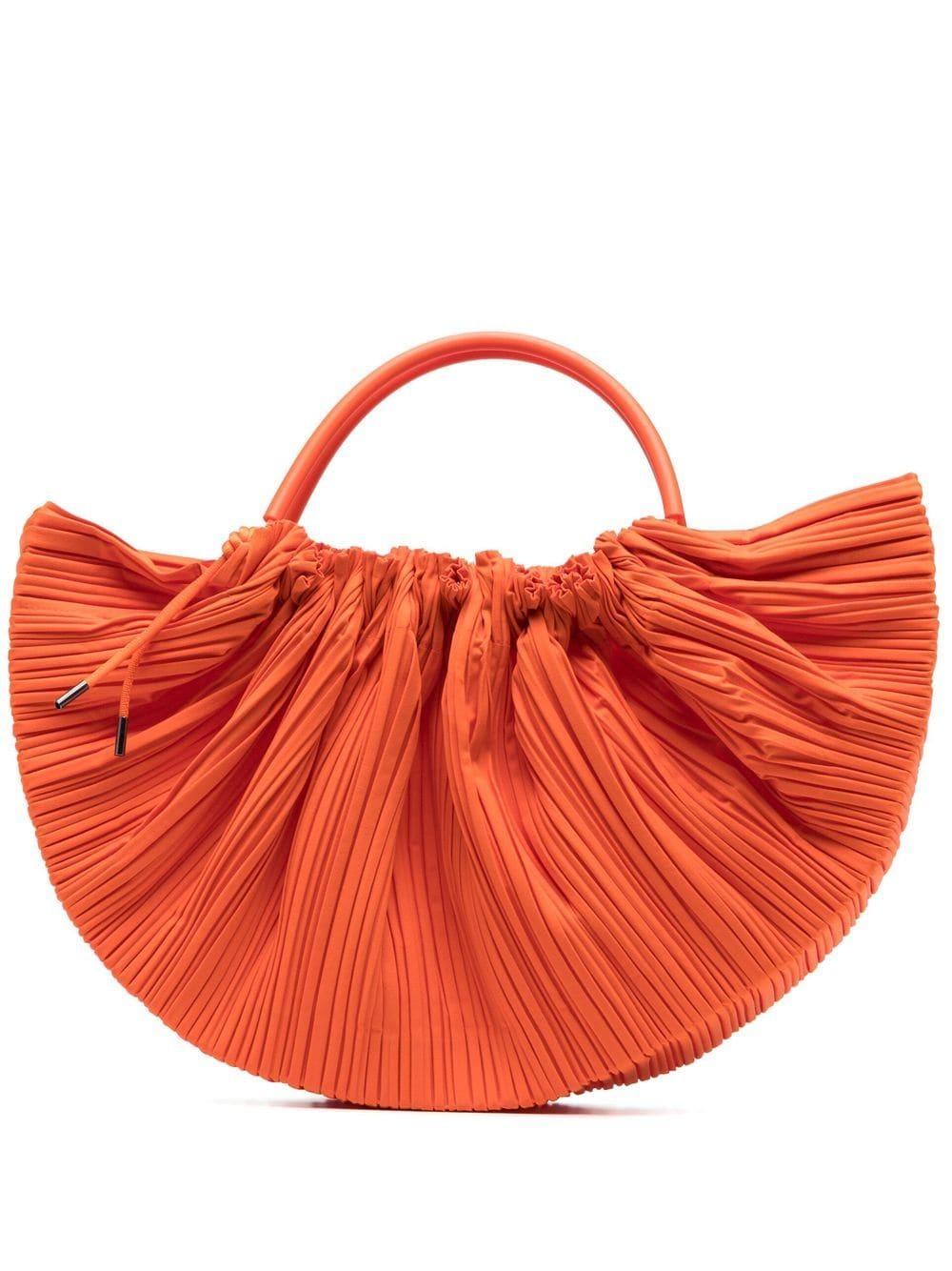 Pleats Please Issey Miyake Pleated Curved Tote Bag in Orange Lyst