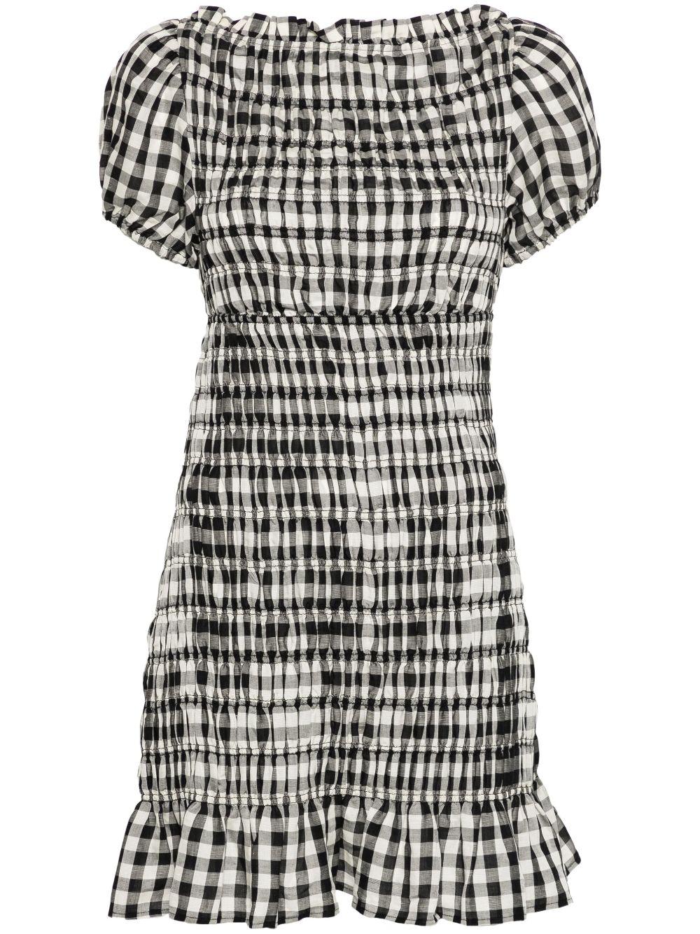 Doen Rizzo Gingham-Check Mini Dress in Black | Lyst