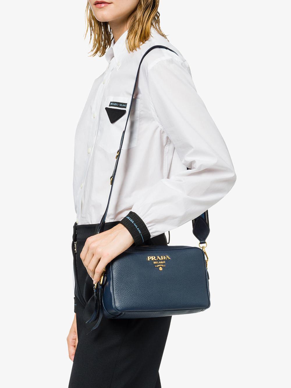 Prada Calf Leather Shoulder Bag in Blue - Lyst