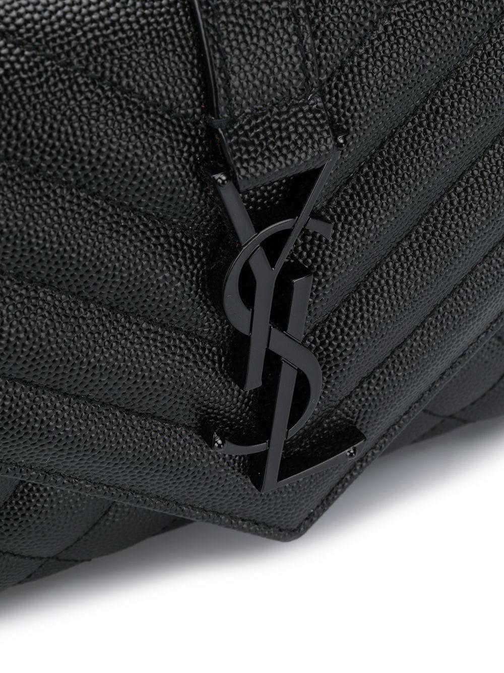 Saint Laurent Medium Envelope Monogram Matelassé Leather Shoulder Bag in  Black