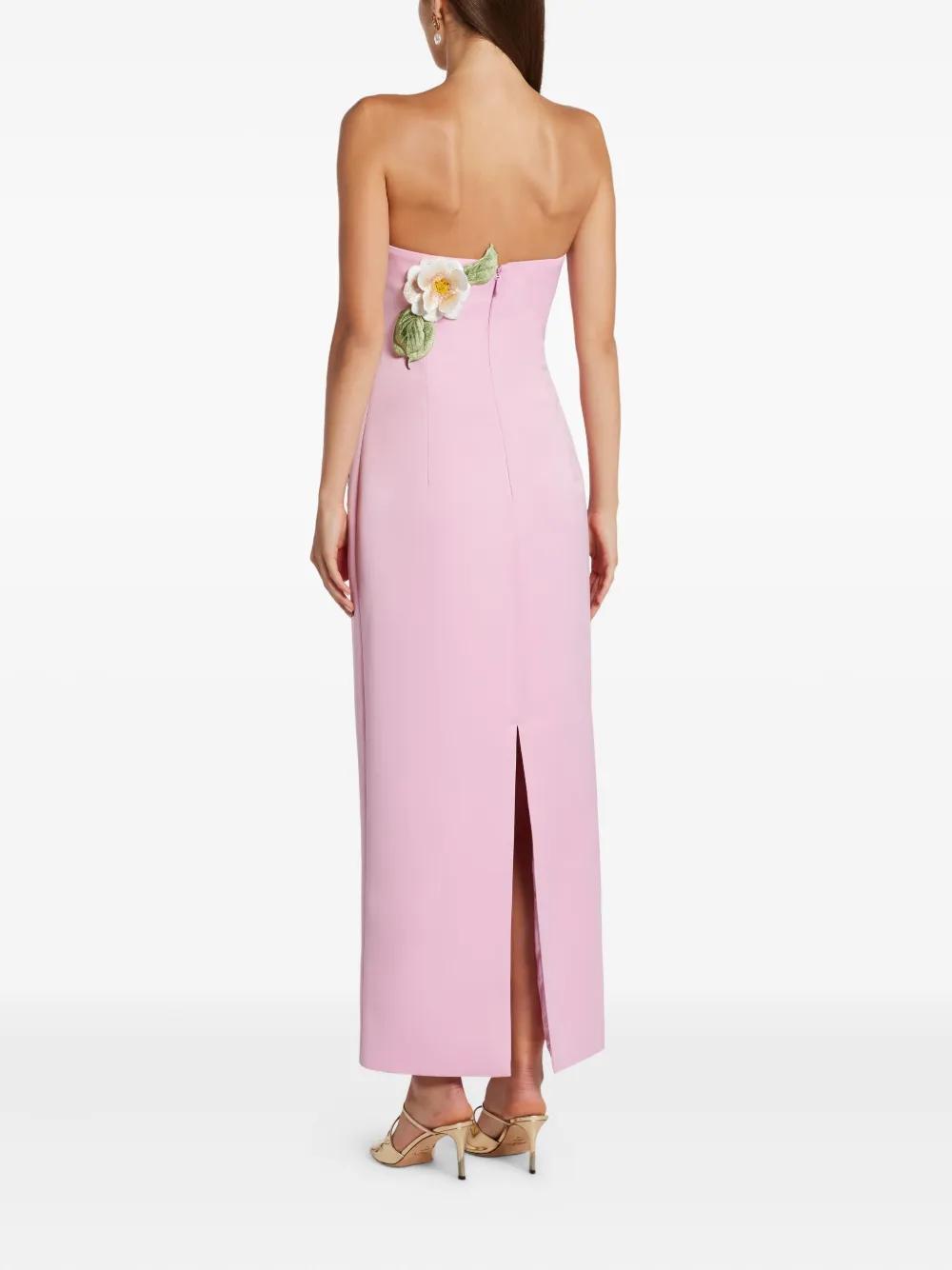 LEO LIN Floral-Appliqu Midi Dress in Pink | Lyst