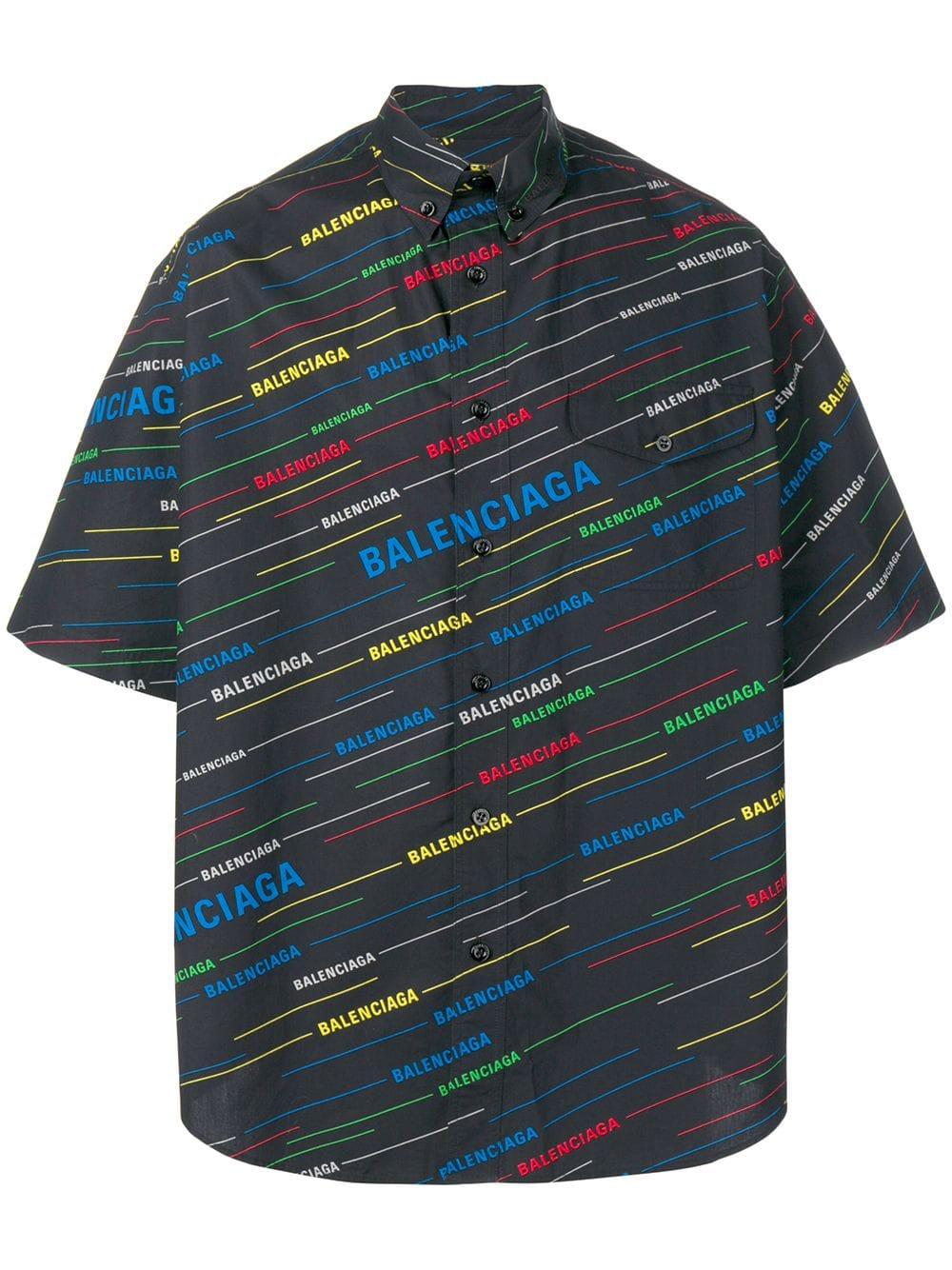balenciaga logo button down shirt