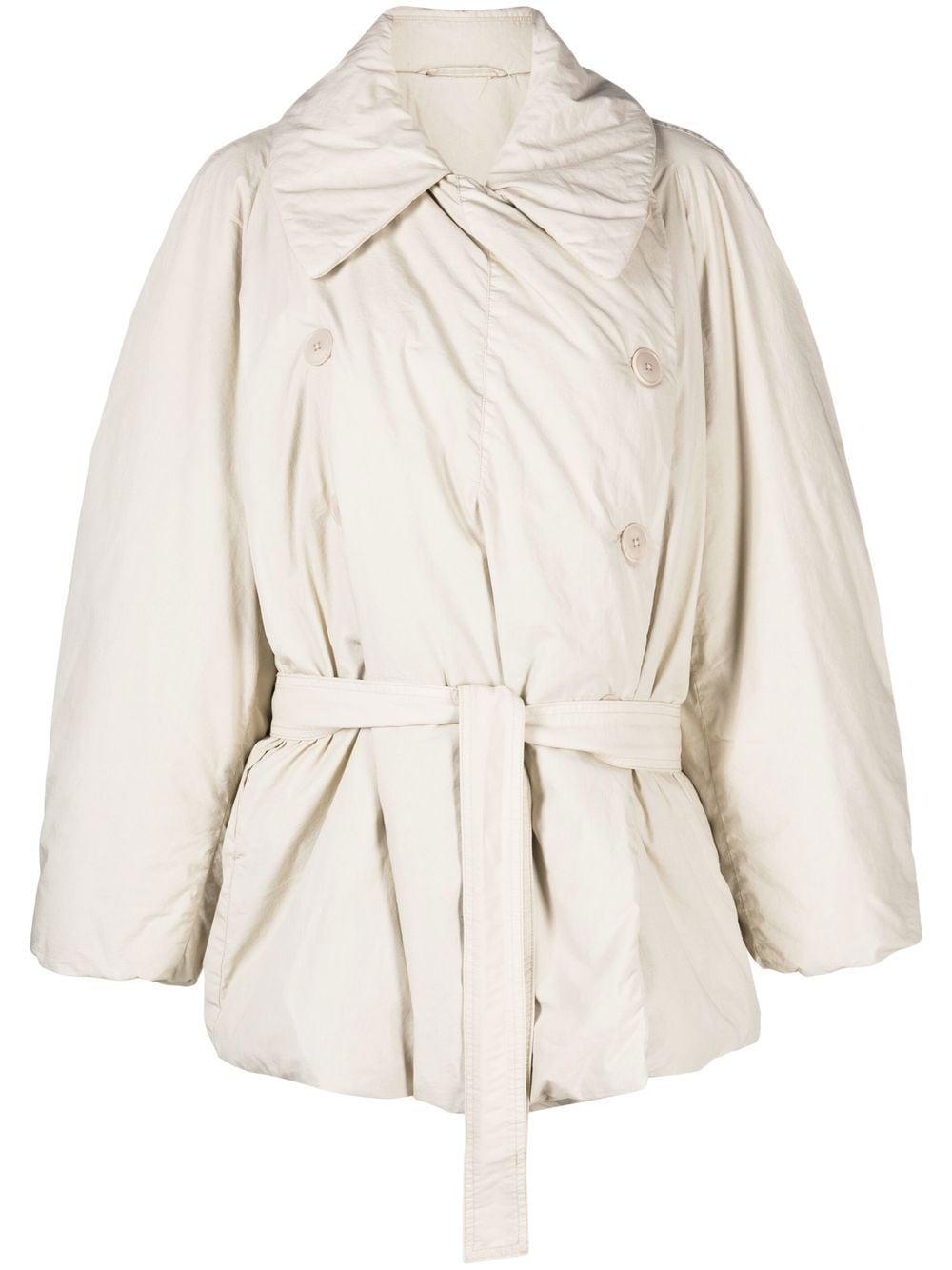 Lemaire Double-breasted Belted Coat in Natural | Lyst