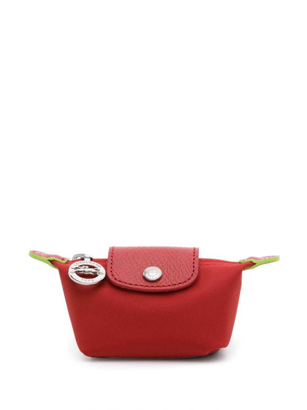 Longchamp Le Pliage Green Canvas Coin Purse in Red | Lyst