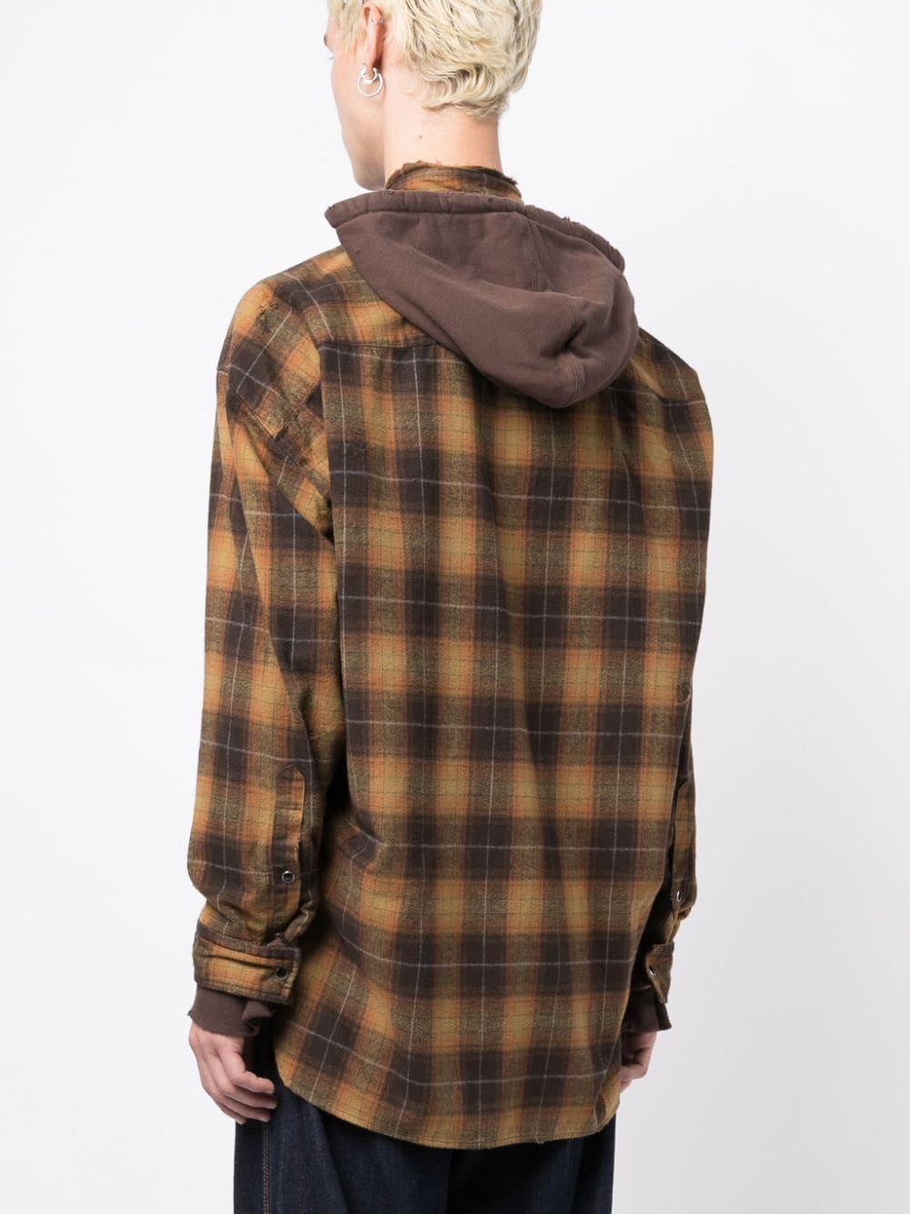 Maison Mihara Yasuhiro Plaid-check Cotton Hooded Shirt in Brown