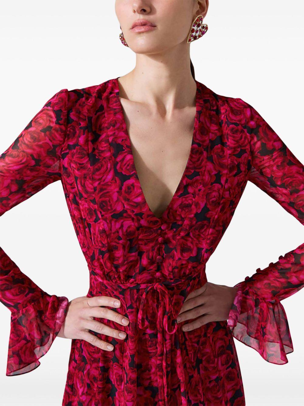 Carolina Herrera レディース レッド ジョーゼット ドレス Carolina Herrera レディース レッド ジョーゼット ドレス