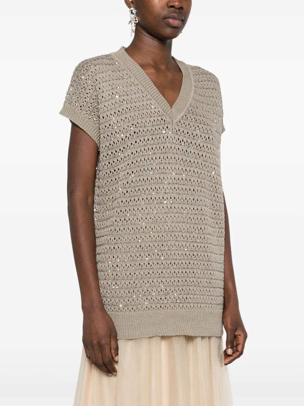 Fabiana Filippi Cotton V-Necked Top in Gray | Lyst