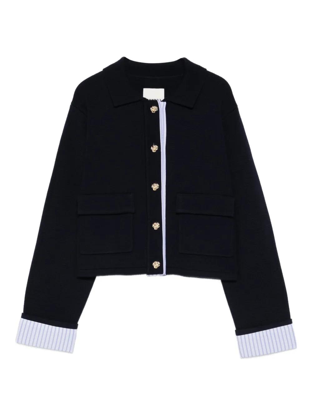 SANDRO ストライプ カーディガン 長袖 Stripey Cardigan With Denim Details by Sandro | Rent the Runway
