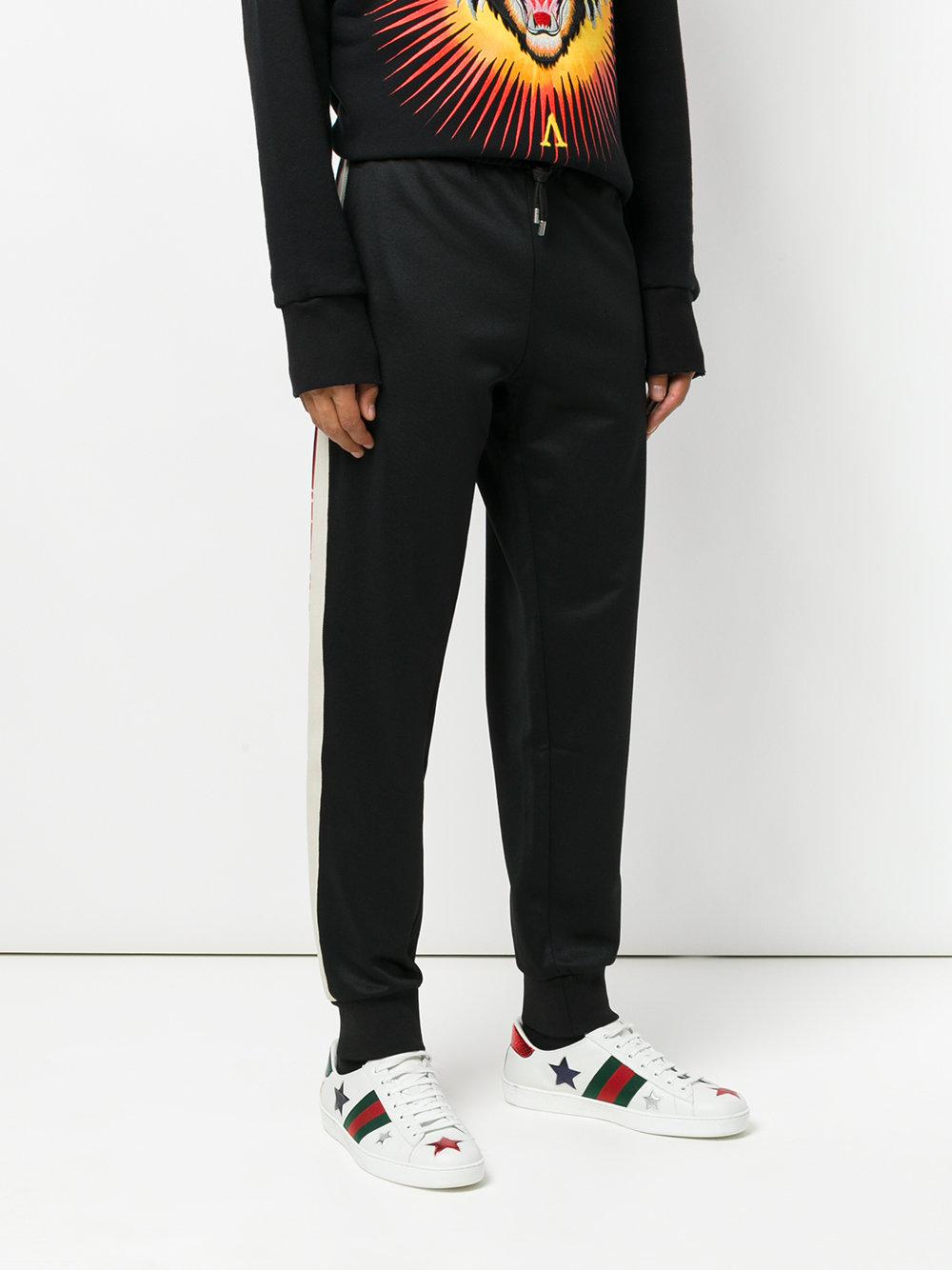 Gucci Cotton Stripe Detail Tracksuit Bottoms in Black for Men Lyst