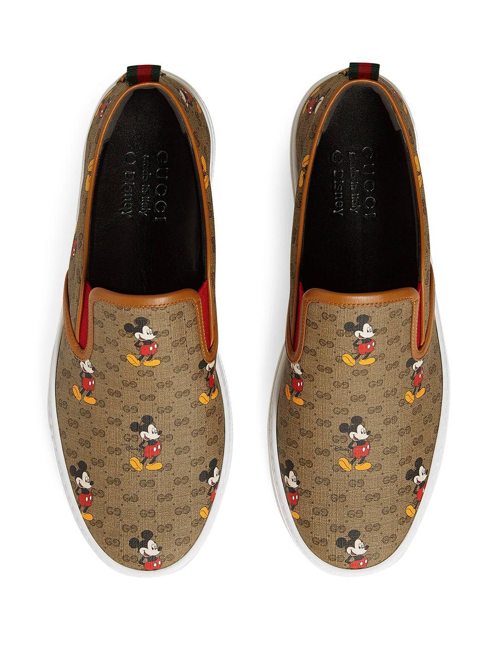 Gucci X Disney Mickey Slip-on Sneakers in Brown for Men | Lyst