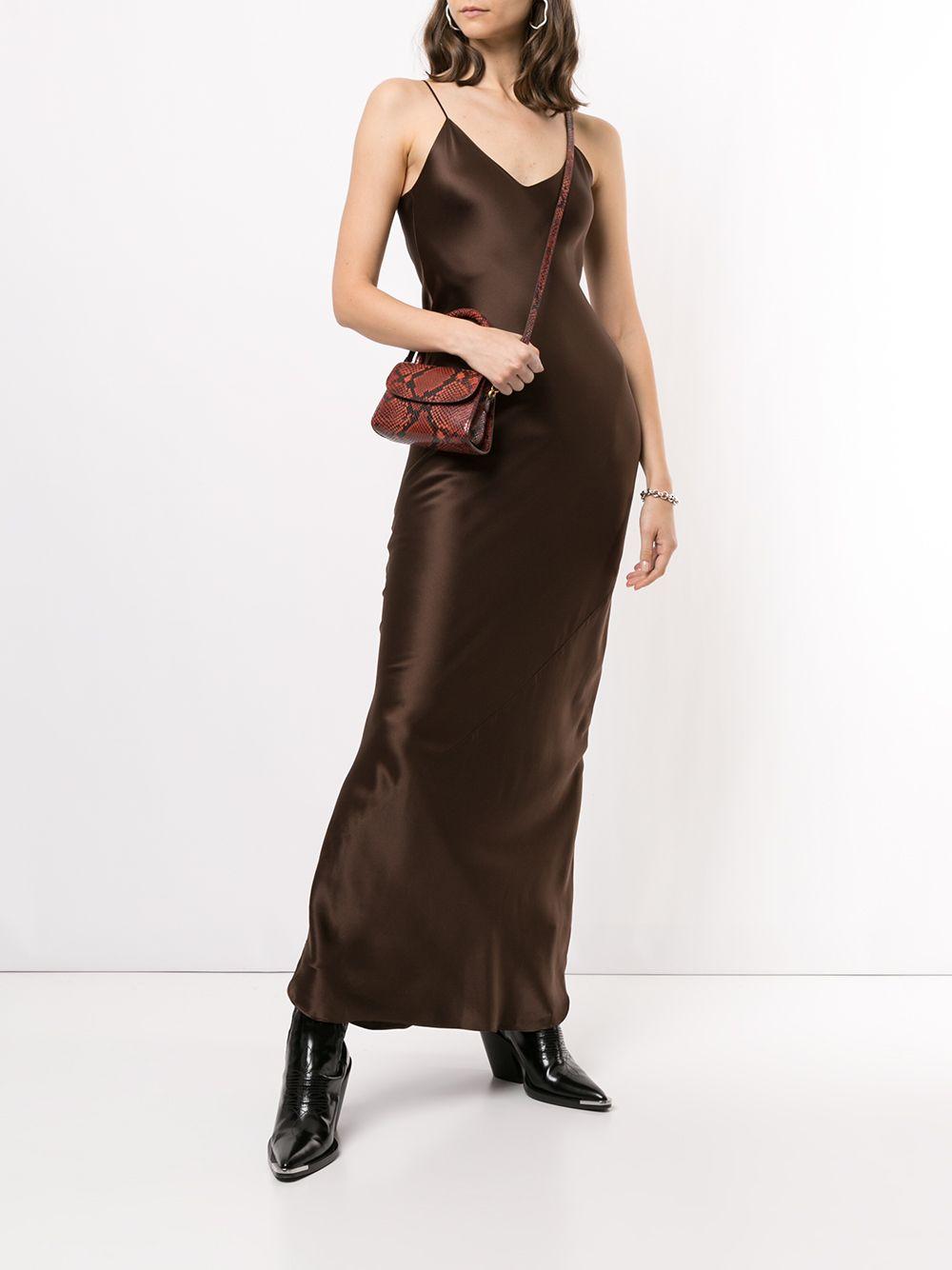 Nili Lotan Silk Slip Dress in Brown | Lyst