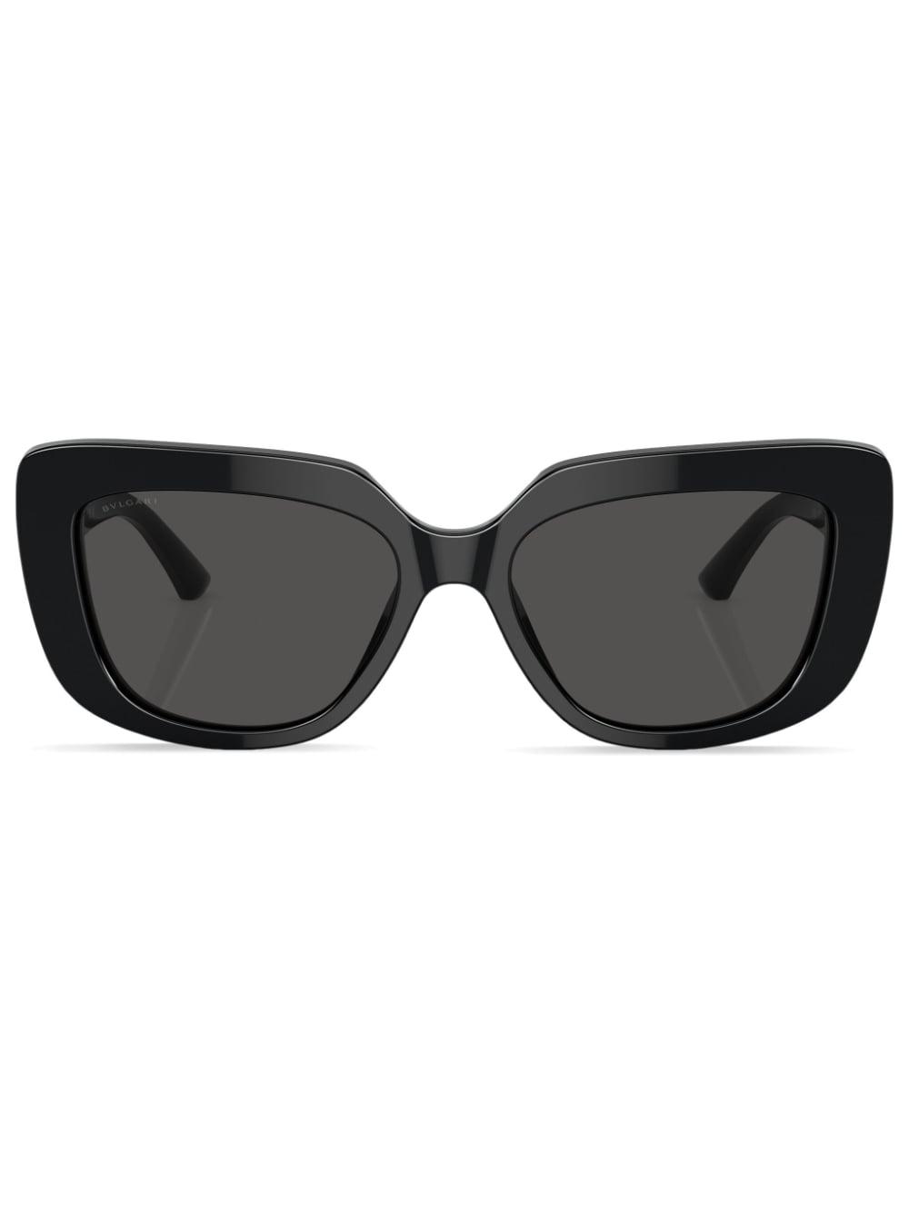 BVLGARI Rectangle-frame Tinted-lenses Sunglasses in Black | Lyst