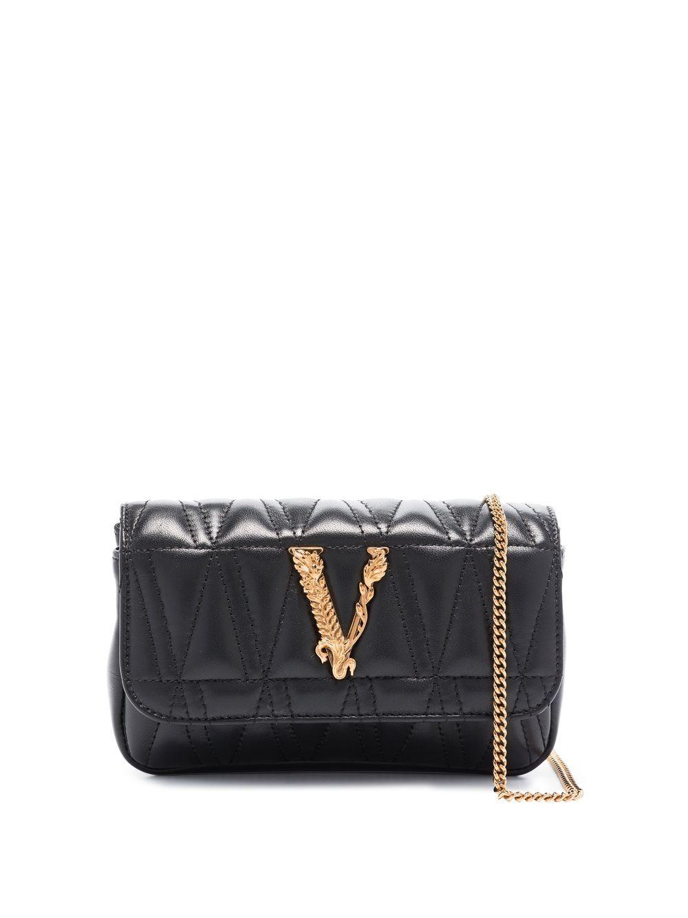 Versace Leather Virtus Crossbody Bag in Black | Lyst