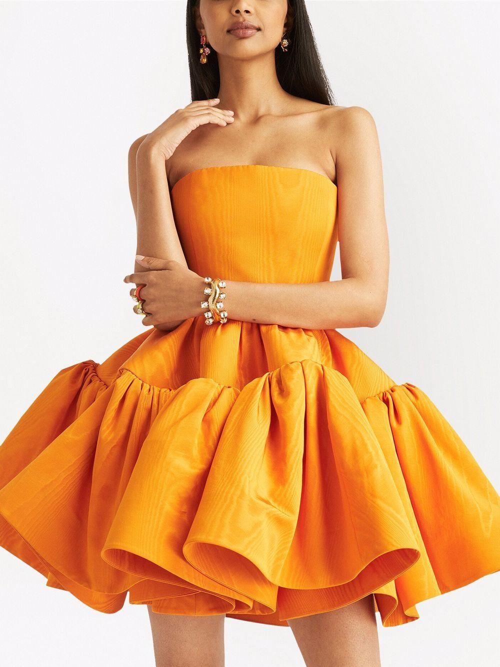 Oscar de la Renta Cold-shoulder Flared Mini Dress in Orange