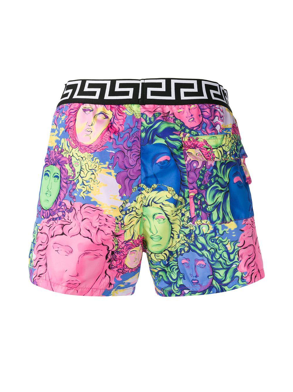 Versace Synthetic Medusa Print Swim Shorts in Pink for Men - Lyst