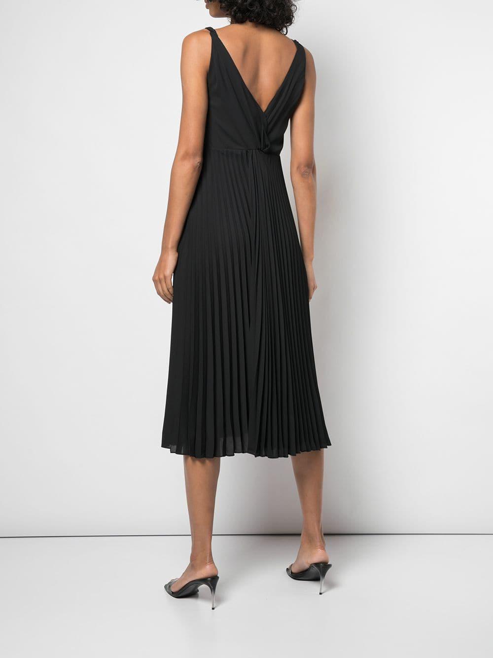 Vince Pleated Midi Dress in Black - Lyst