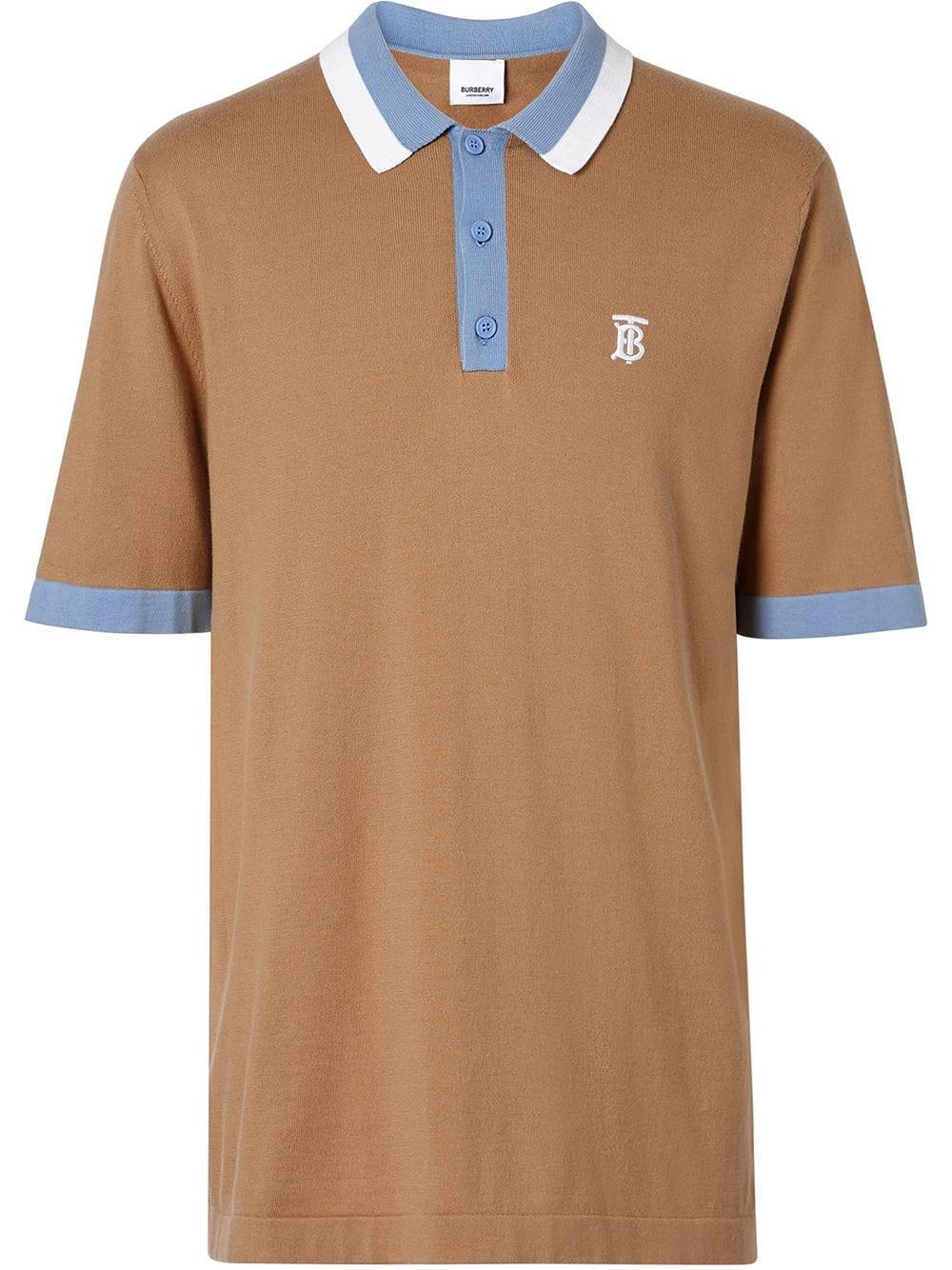 Burberry Monogram Motif Tipped Cotton Polo Shirt in Brown for Men - Lyst
