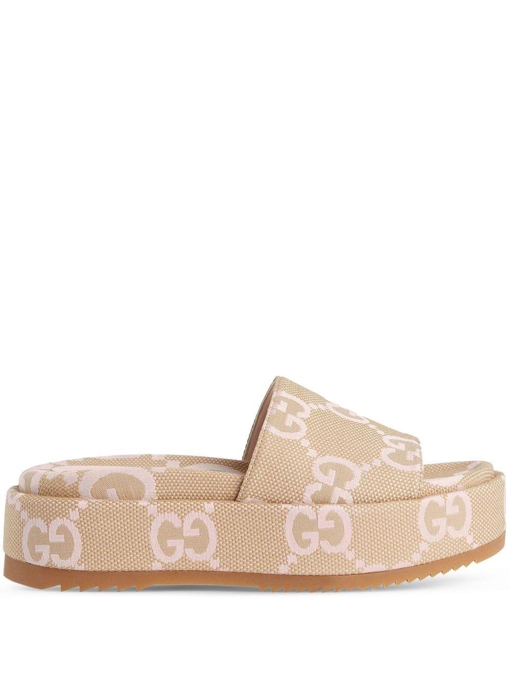 Gucci Jumbo gg Platform Slide Sandal in Natural Lyst