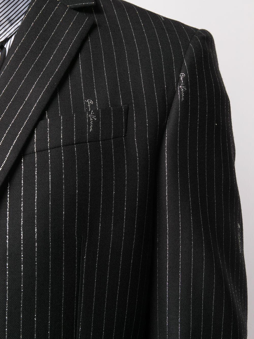 Versace Pinstripe Signature Embroidered Suit in Black for Men | Lyst