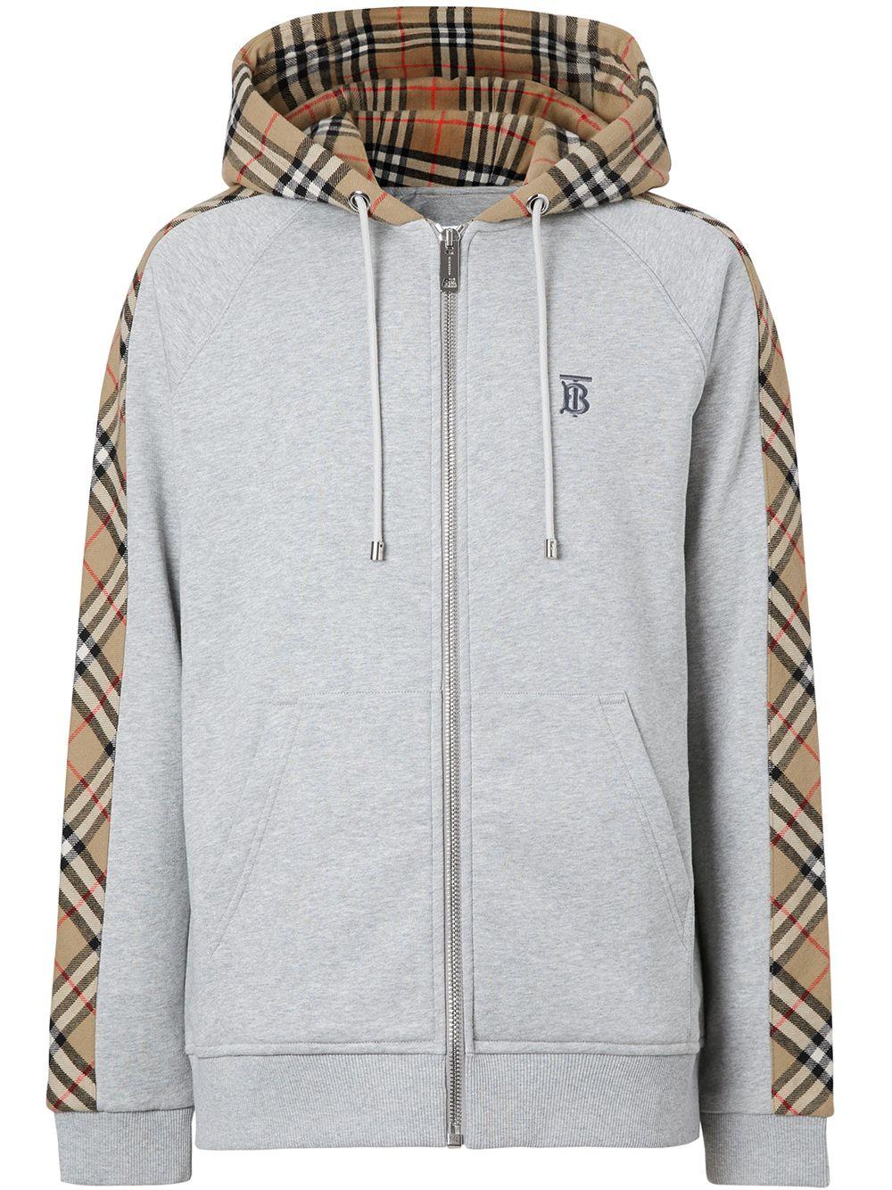 Burberry Cotton Vintage Check Panel Zipped Hoodie in Grey (Grey) for Men |  Lyst Canada