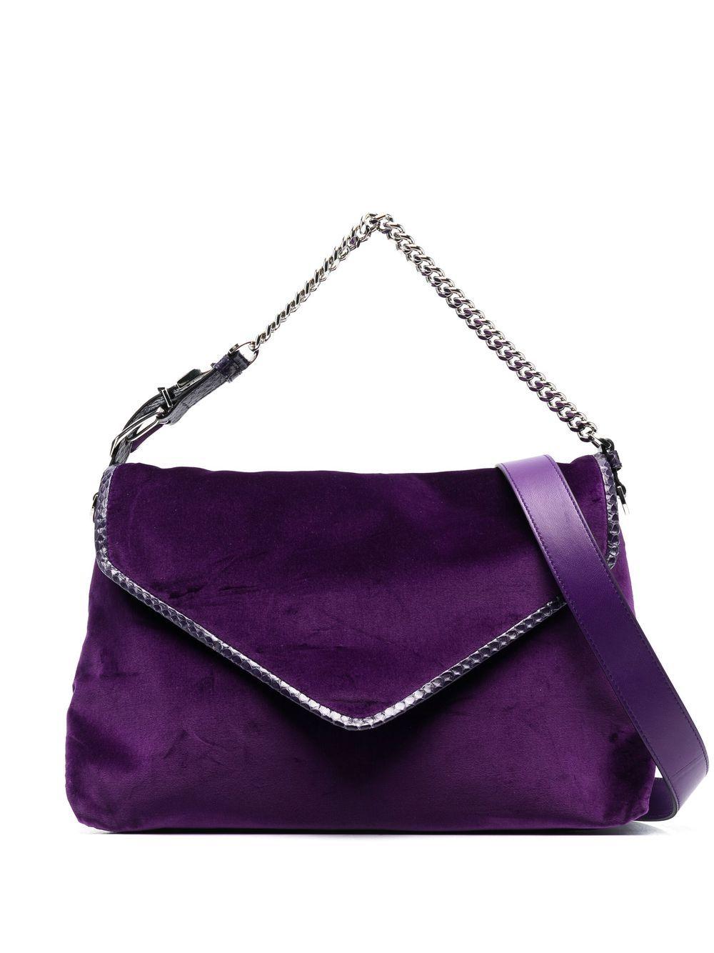 Alberta Ferretti Dori Velvet Shoulder Bag in Purple | Lyst