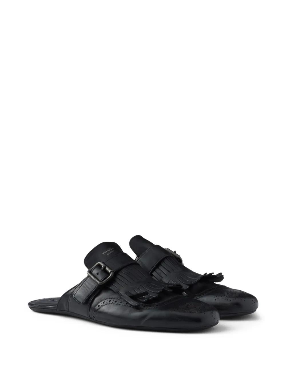 小物 PRADA, 19FW FRINGE MOHAIR MUFFLER prada-noir-Mules-Shuffle-En-