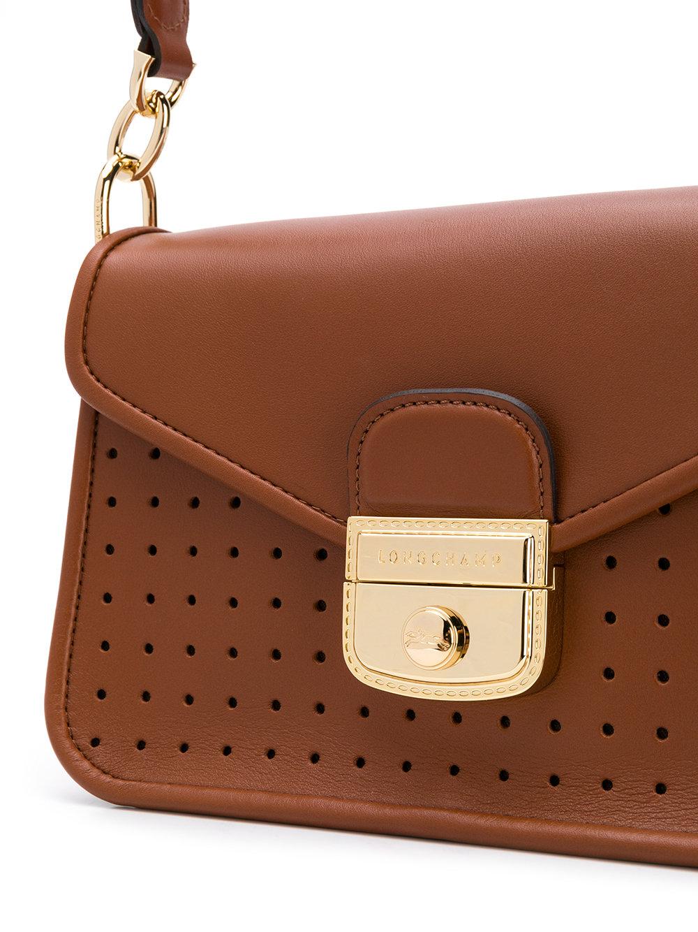 Longchamp Perforated Detail Shoulder Bag in Brown Lyst