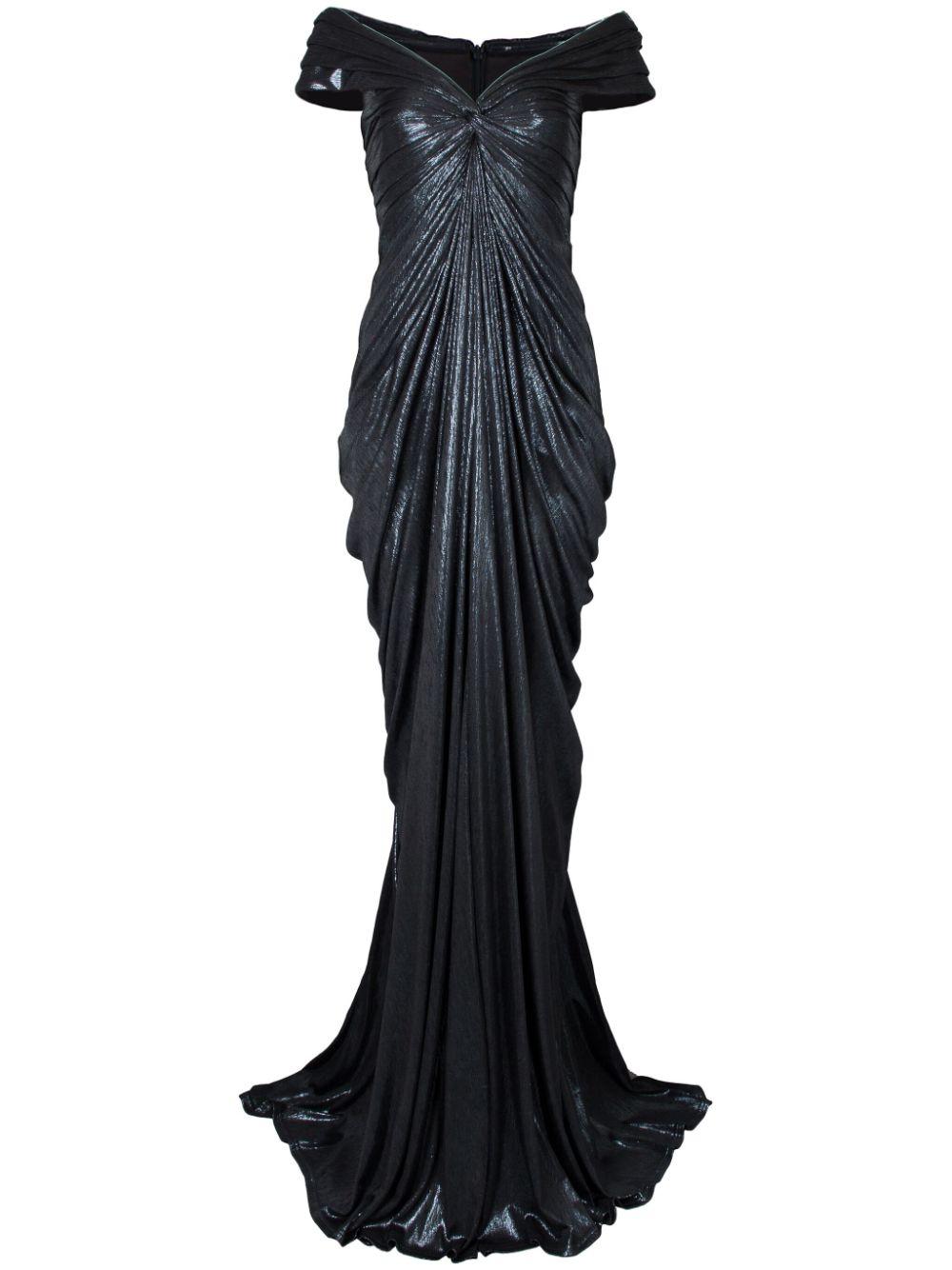 Black pleated gown discount