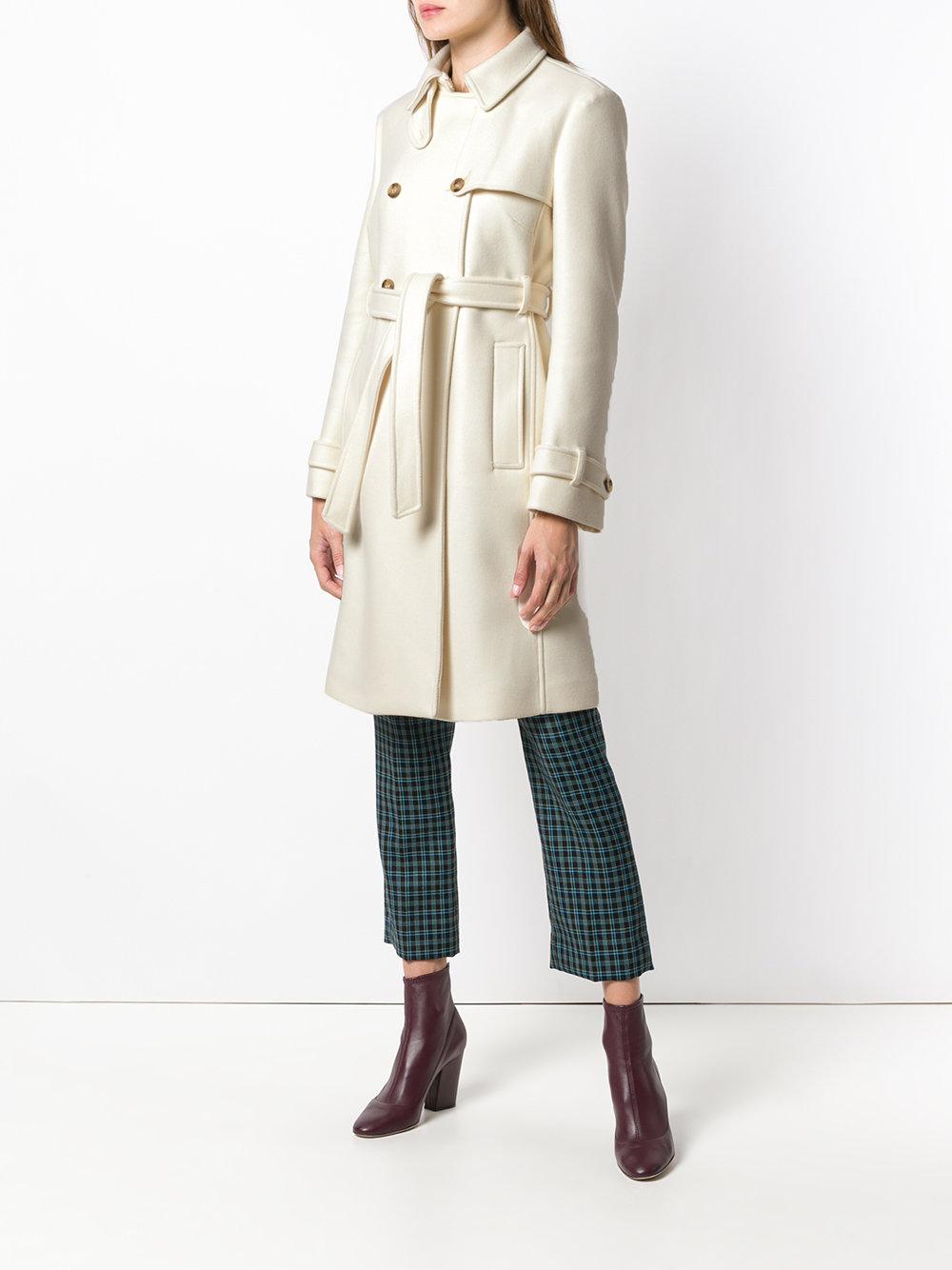 RED Valentino Double Breasted Belted Wool Coat in Ivory (White) | Lyst