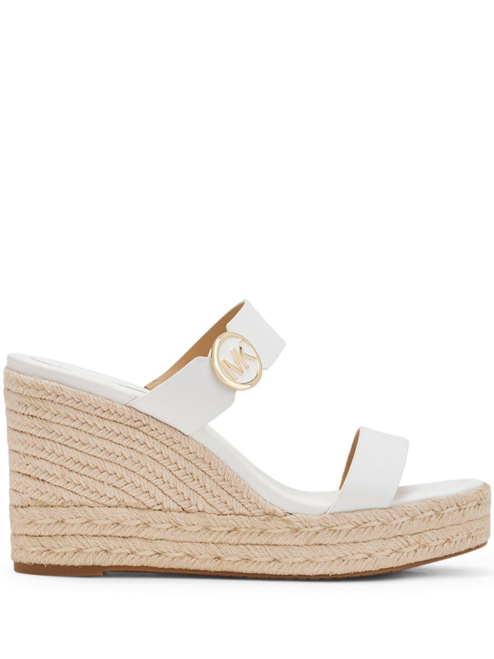 Michael Kors Lucinda Leather Wedge Sandals in Natural | Lyst UK
