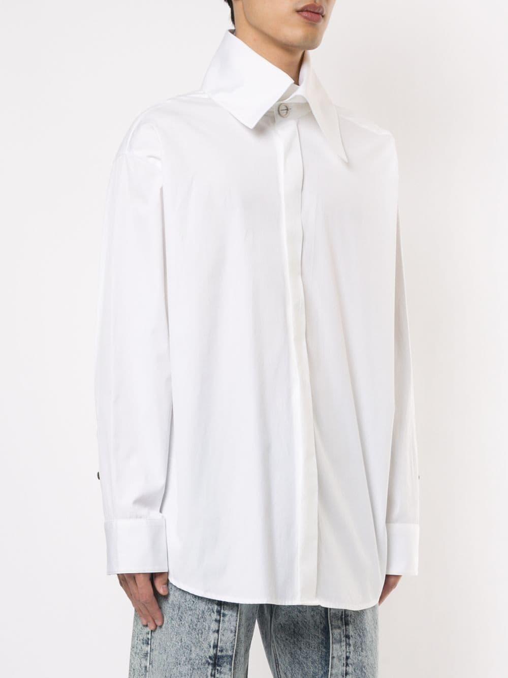 white wide collar shirt