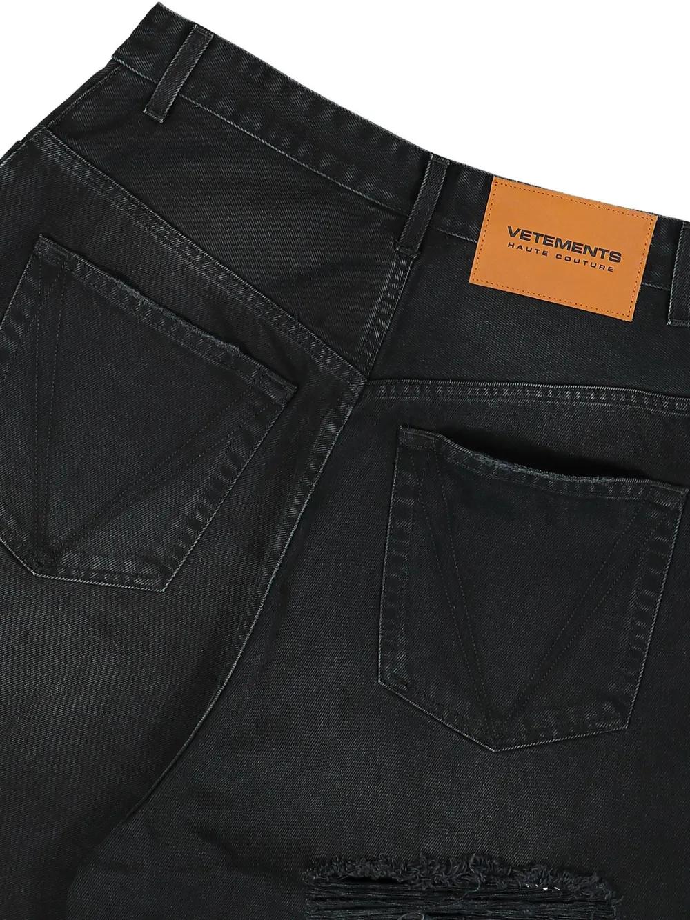 Vetements Ripped Wide-Leg Cotton Denim Jeans in Black | Lyst