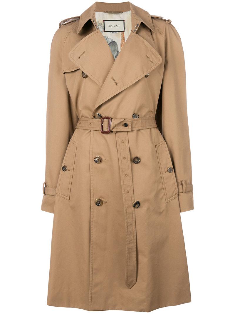 Gucci Cotton Catembroidered Trench Coat in Natural Lyst
