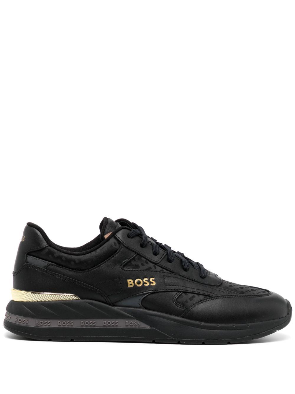BOSS by HUGO BOSS Kurt Panelled Sneakers in Black for Men | Lyst