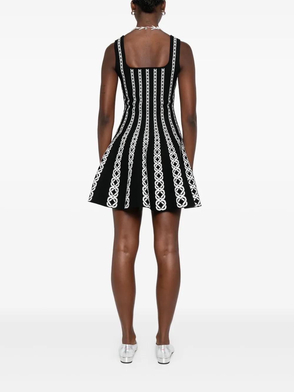 maje short jacquard knit dress Mini in Black long sleeve maxi
