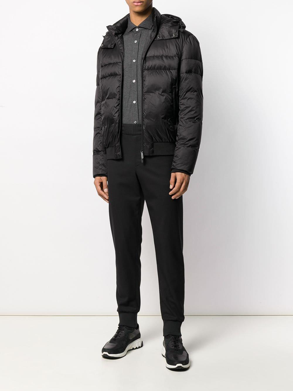 Emporio Armani Synthetic Hooded Padded Jacket in Black for Men - Lyst