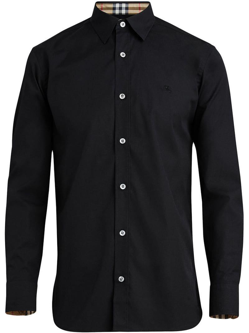 Lyst - Burberry Plain Button Down Shirt in Black for Men