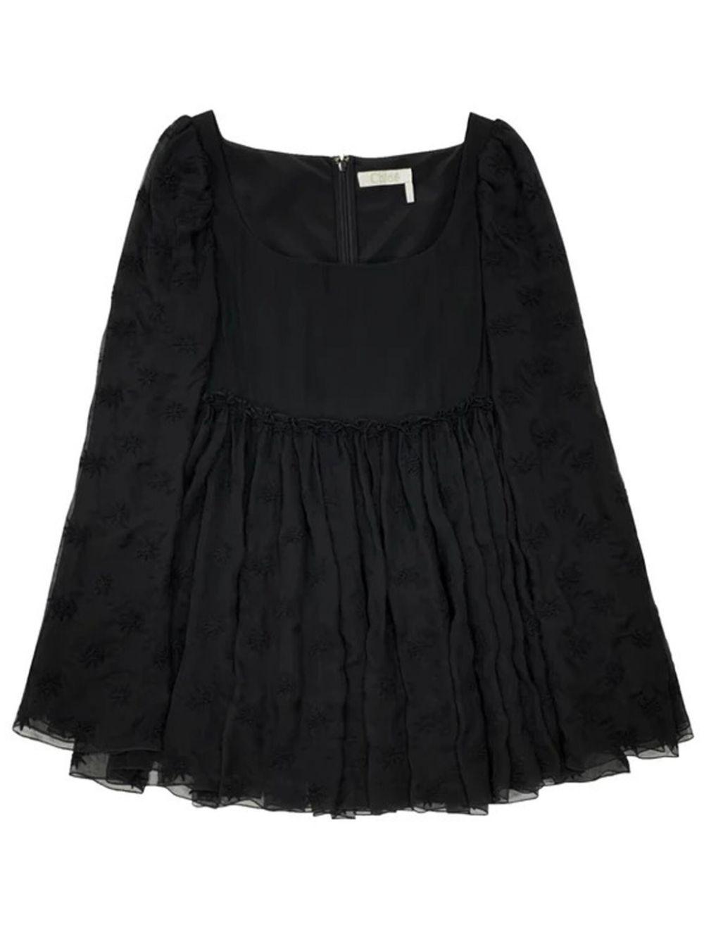Chloé レディース ブラック エンブロイダリー ミニドレス ワンピース