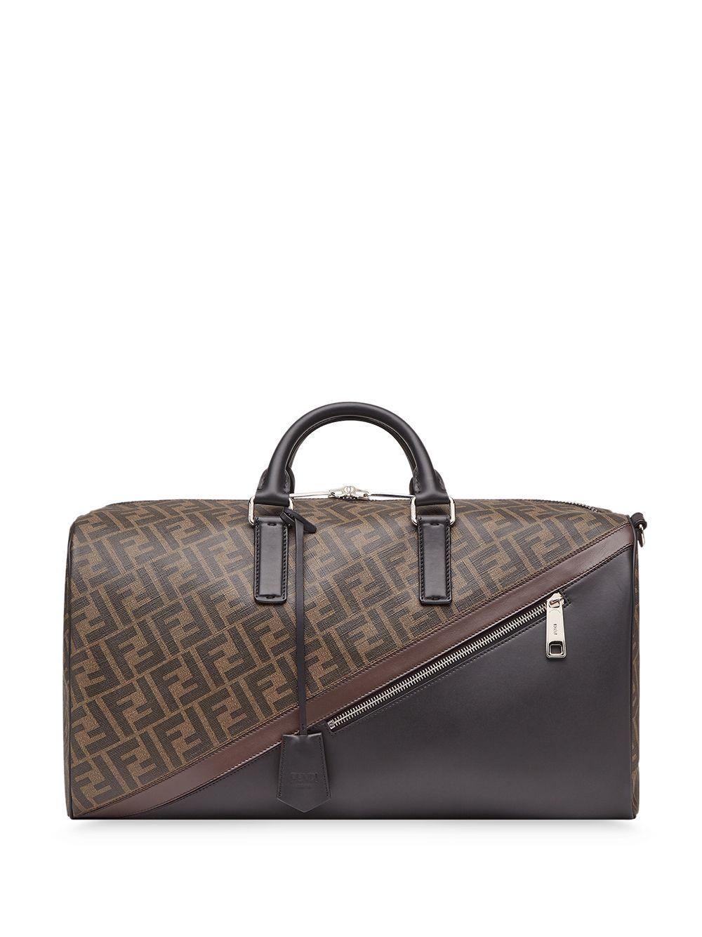 Fendi Leather Ff-logo Print Holdall in Brown Black Mens Bags Duffel bags and weekend bags Save 21% for Men 
