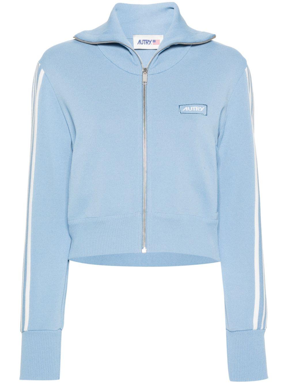 Autry logo-patch zip-up cardigan - Blue