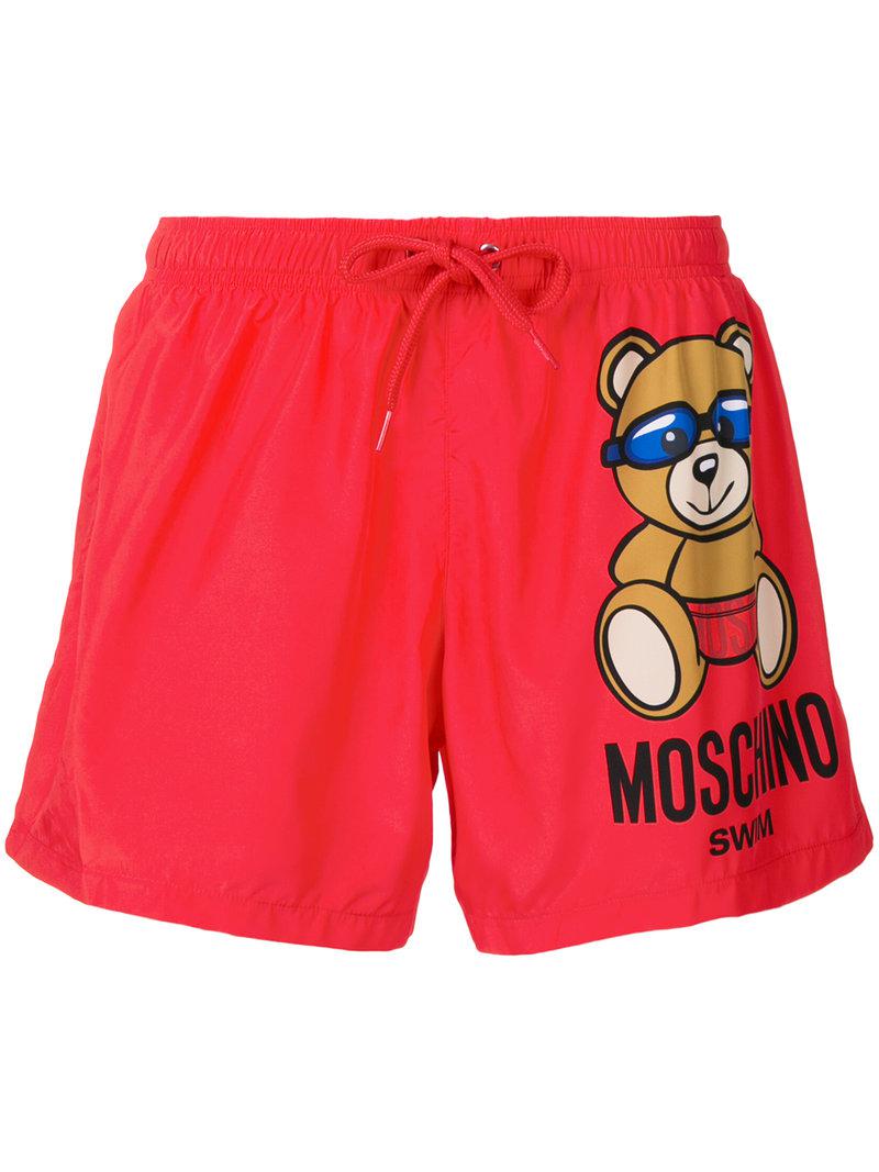 Moschino Toy Bear Swim Shorts in Red 