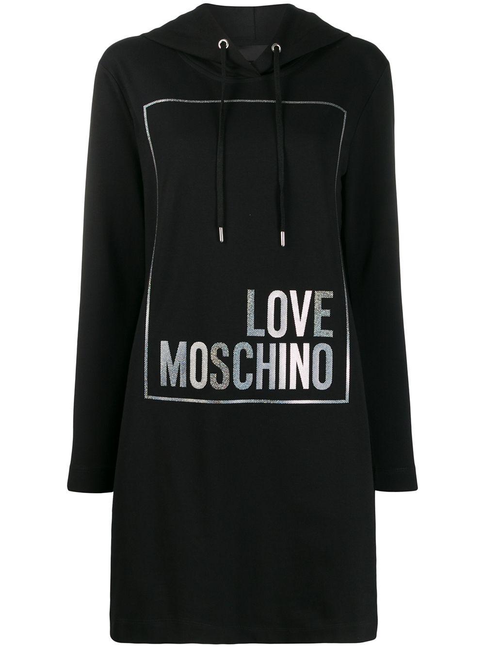 Love Moschino Synthetic Logo Hoodie in Black - Lyst