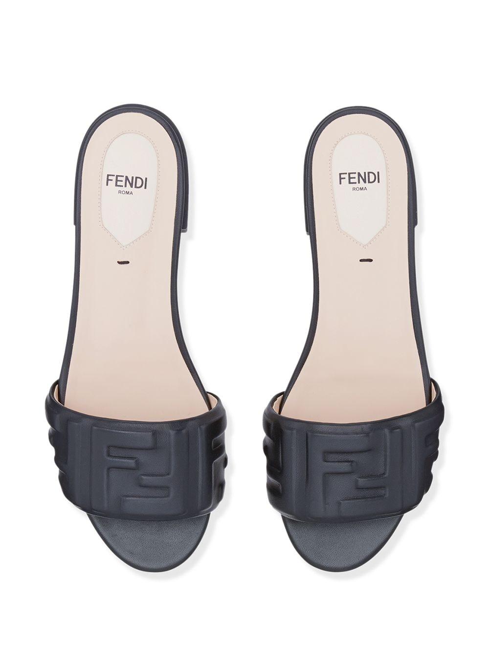 fendi ff embossed leather sandals